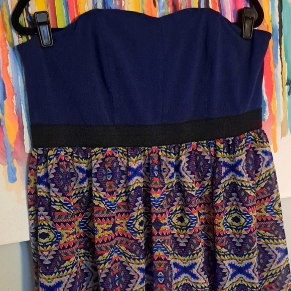 Sexy Xhilaration strapless tribal print chiffon high low dress, XXL - Picture 1 of 11